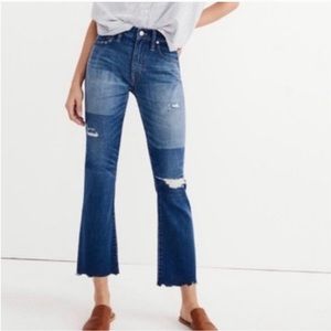 Madewell Cali Demi High Rise Boot Crop Knee Tear Raw Hem Jeans 29